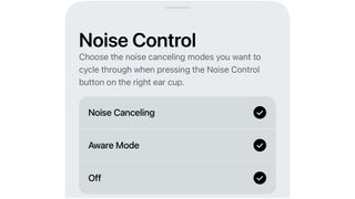 Sonos Ace Noise Control setting in the Sonos app