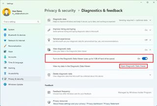 View Diagnostic data