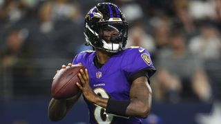 Lamar Jackson #8 of the Baltimore Ravens throws the ball ahead of the Bills vs Ravens live stream 