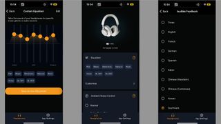 Cambridge Audio Melomania P100's companion app, three screen grabs