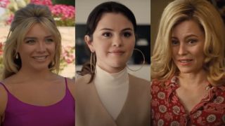 Florence Pugh in Don&#039;t Worry Darling/Selena Gomez in Only Murders in the Building/Elizabeth Banks in Call Jane (side by side)