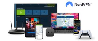 NordVPN working on a TV, laptop, mobile phone, and a tablet