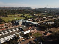 View from above of Javett Arts Centre and surrounding greenery during the day