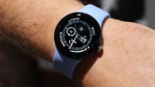 Google Pixel Watch 2 from the front, on a wrist