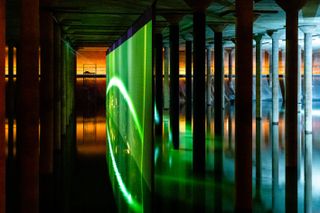 Anri Sala, Time No Longer installation, 2021 in the Buffalo Bayou Park Cistern, Houston