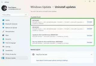 Windows update history