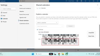 sharing ICS link from outlook calendar