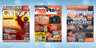 Front covers of Digital Camera, Digital Photographer and PhotoPlus photography magazines