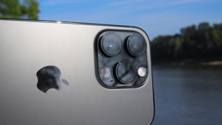 A close up of the iPhone 14 Pro's camera setup.