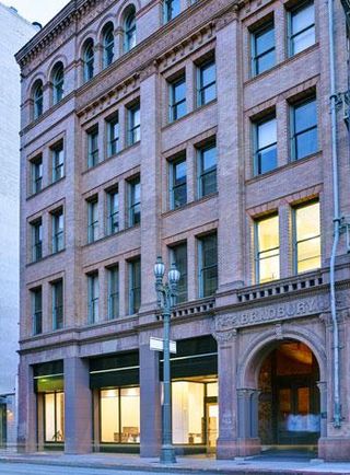 The gallery is located within the city's iconic iron-and-brick Bradbury Building