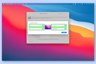 A screenshot demonstrating the steps required to set up hot corners on mac