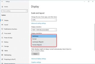 Windows 10 rotate screen options