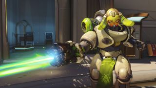 Overwatch 2 Orisa firing her gun