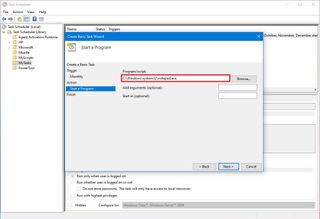 Scheduler program script settings