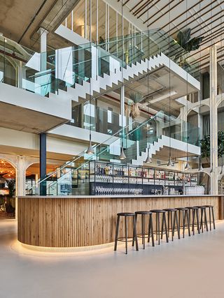 Hotel bar and staircase