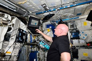 Scott Kelly takes a battery of cognition tests on the International Space Station.