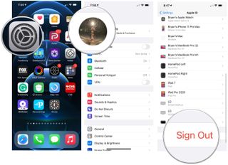 To sign out of iCloud on iPhone and iPad, open the Settings app, tap your Apple ID banner, scroll down, tap Sign Out.