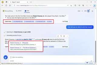 Bing Chat citations