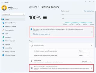 Power & battery settings