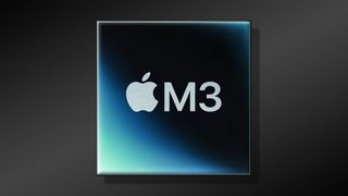 Le logo Apple M3 sur un fond noir dégradé