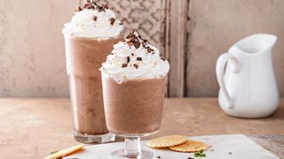 Coffee frappes with whipped cream