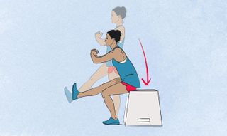 an illo of a woman doing a single leg squat