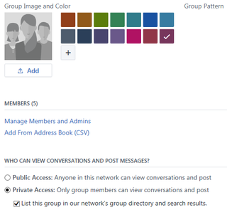 Yammer group customization options