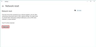 Windows 10 reset network option