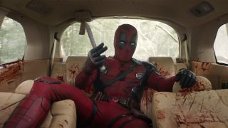 Deadpool in car taunting in Deadpool &amp; Wolverine