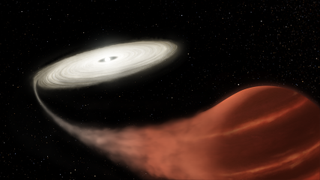 An illustration showing the newly discovered dwarf nova system, a finding detailed in the October 2019 issue of the journal Monthly Notices of the Royal Astronomical Society.