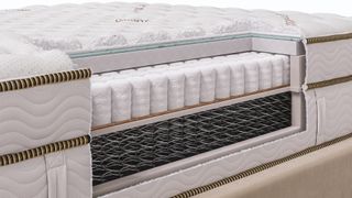 Image shows inside the Saatva Classic innerspring hybrid mattress