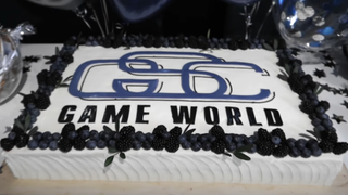 A cake featuring GSC Game World&#039;s logo.