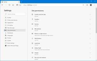 Microsoft Edge site permissions