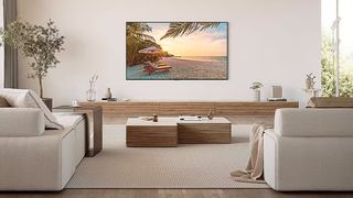 Samsung Q80D Smart TV in living room.