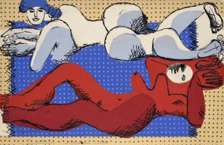 Deux Femmes Nues à la Plage Étendues sur une Serviette Bleue [Two Nude Women on the Beach Laid on a Blue Towel]', c.1938.