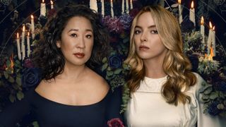 (L-R) Sandra Oh as Eve Polastri, Jodie Comer as Villanelle in Killing Eve _ Season 4, Key Art - Photo Credit: