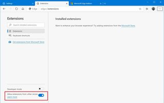 Microsoft Edge Chromium enable Google Chrome extensions