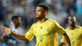 South Africa&#039;s Lyle Foster celebrates scoring ahead of the Mali vs South Africa Group E AFCON 2023 match