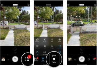 Tap More, select Tele, take picture