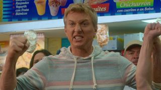 William Zabka in Netflix&#039;s Cobra Kai pumping his fists