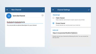 A screenshot of the steps to create a Telegram channel.