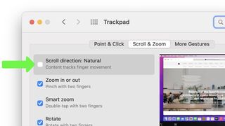 The Trackpad settings on a MacBook Pro