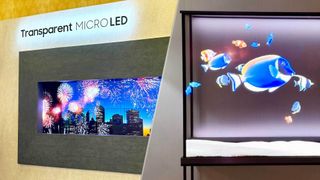 The LG OLED T and Samsung&#039;s new microLED transparent concept display at CES 2024.