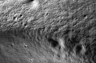 A portion of the permanently shadowed Marvin crater lit by reflected light and imaged by NASA&#039;s ShadowCam on Feb. 28, 2023. 