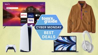 Roku Select Plus TV, PS5, Patagonia sweater, MacBook Air M2 and Bose 700 headphones