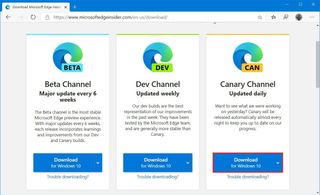 Download Canary version of Edge