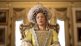 queen charlotte looking stern in bridgerton season 1