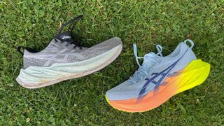 Asics Superblast and Asics Superblast 2 on grass