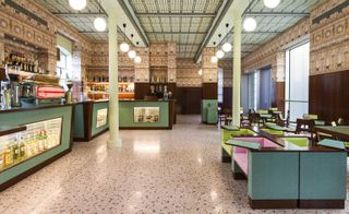 Interior of bar with game machines