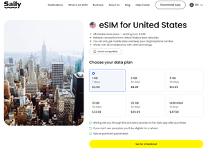 Saily USA landing page